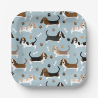 Basset Hound Dog Bones and Paws Paper Teller