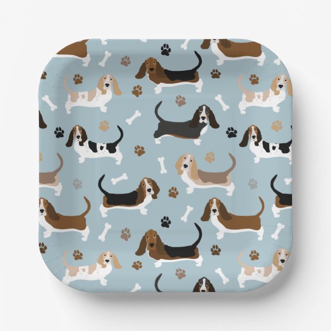Basset Hound Dog Bones and Paws Paper Teller (Vorderseite)