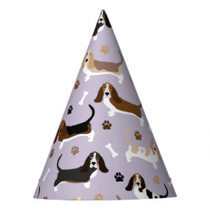 Basset Hound Dog Bones and Paws Party Hat Partyhütchen