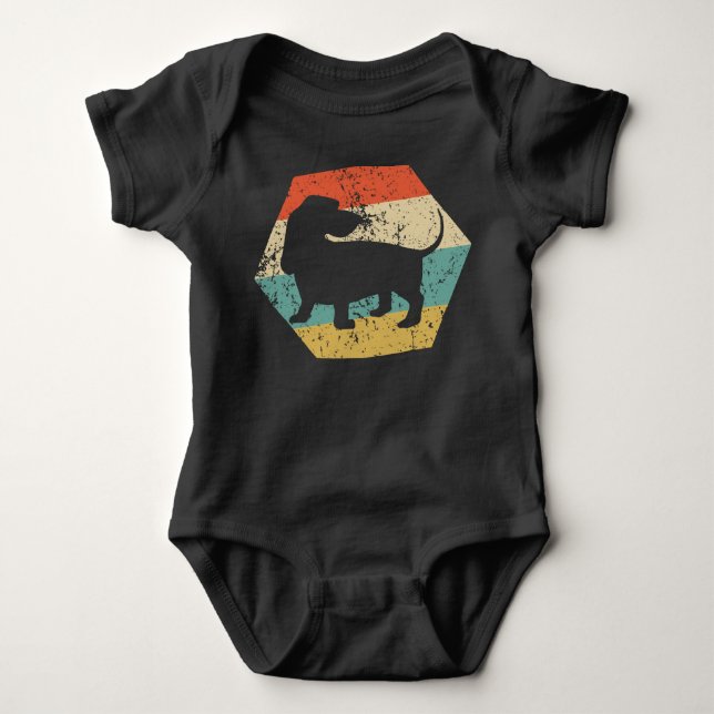 Basset Hound Dog Breed Retro Distressed Hexagon Baby Strampler (Vorderseite)