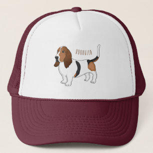 Basset hound dog cartoon illustration truckerkappe