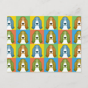 Basset Hound Dog Cartoon Pop Art Postkarte