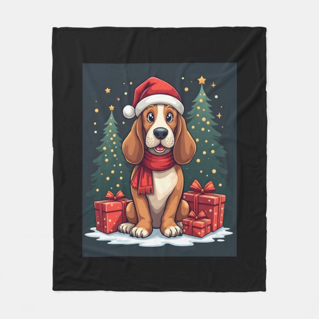Basset Hound Dog Christmas Parties Santa Dog Lover Fleecedecke (Vorderseite)
