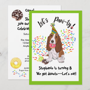 Basset Hound Dog Donut Geburtstagsparty Einladung
