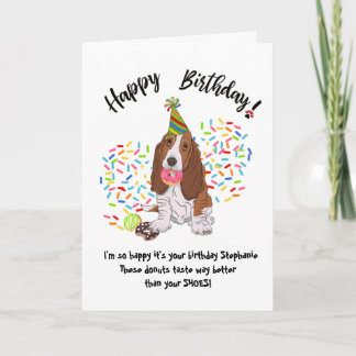 Basset Hound Dog Donuts Geburtstagskarte Einladung