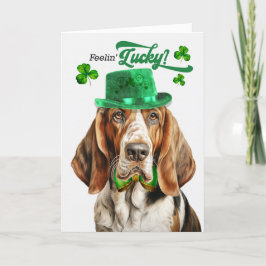 Basset Hound Dog Feelin' Lucky St Patrick's Day Feiertagskarte