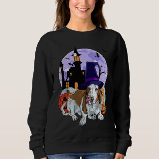 Basset Hound Dog Halloween Witch Pumpkin Sweatshirt