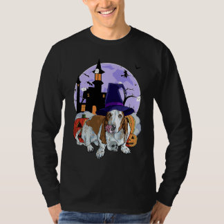 Basset Hound Dog Halloween Witch Pumpkin T-Shirt