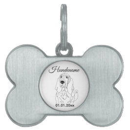 Basset Hound dog Line Art Personalized Tag Tiermarke