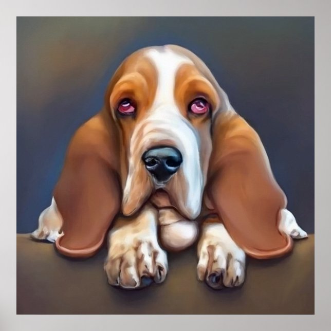 Basset Hound - Dog Portrait Poster (Vorne)