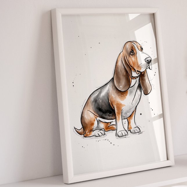 Basset Hound | Dog Print | Dog Art Print Poster (Basset Hound Art Print)