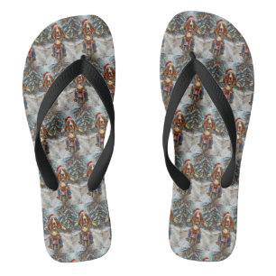 Basset Hound Dog Riding Motorrad Weihnachten Flip Flops