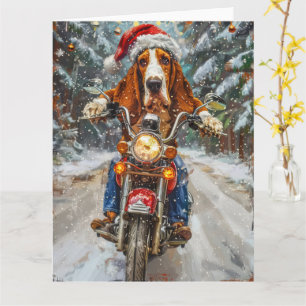 Basset Hound Dog Riding Motorrad Weihnachten Karte