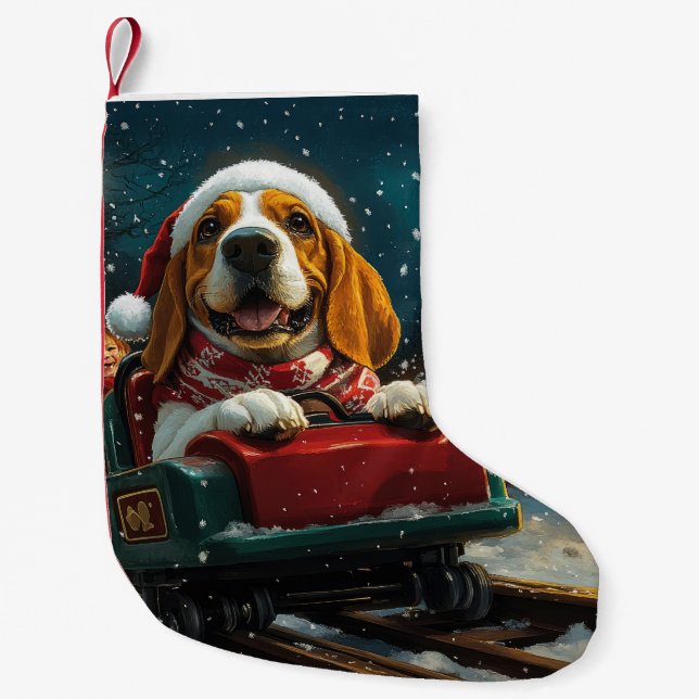 Basset Hound Dog Roller Untersetzer Weihnachten Kleiner Weihnachtsstrumpf (Vorderseite)