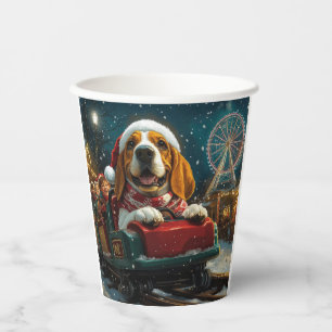 Basset Hound Dog Roller Untersetzer Weihnachten Pappbecher