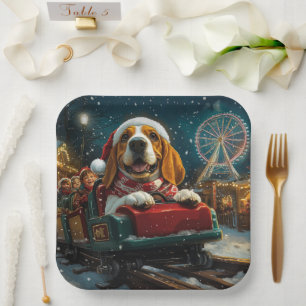 Basset Hound Dog Roller Untersetzer Weihnachten Pappteller