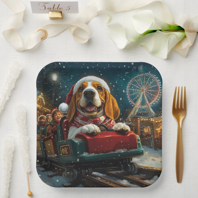 Basset Hound Dog Roller Untersetzer Weihnachten Pappteller (Hochzeit)