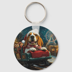 Basset Hound Dog Roller Untersetzer Weihnachten Schlüsselanhänger