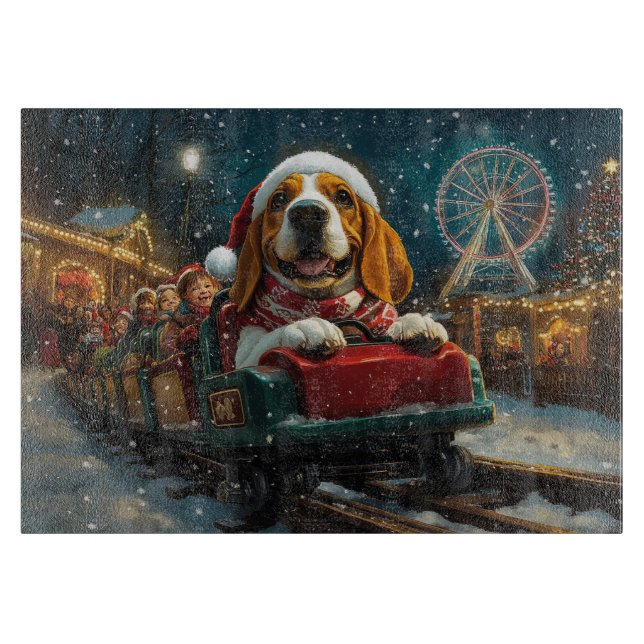 Basset Hound Dog Roller Untersetzer Weihnachten Schneidebrett (Vorderseite)
