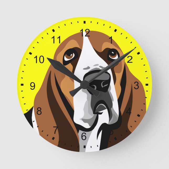 Basset Hound Dog Runde Wanduhr (Vorderseite)