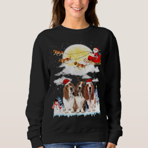 Basset Hound Dog Santa Sleigh Weihnachten Sweatshirt