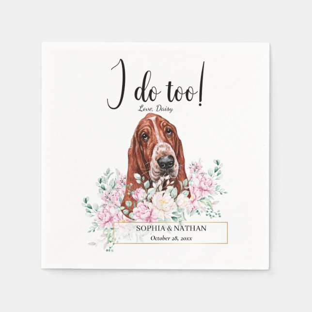 Basset Hound Dog Wedding Cocktail Napkins Serviette (Vorderseite)