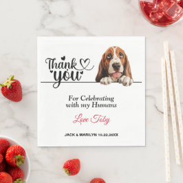 Basset Hound Dog Wedding Cocktail Serviette