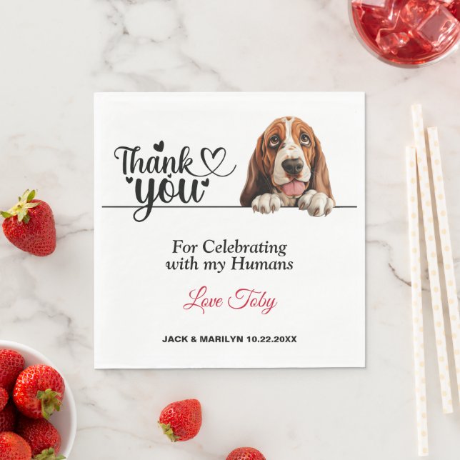 Basset Hound Dog Wedding Cocktail Serviette (Beispiel)