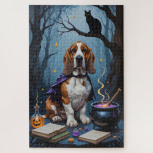Basset Hound Dog Whimsical Halloween Malerei Puzzle
