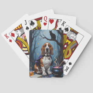 Basset Hound Dog Whimsical Halloween Malerei Spielkarten