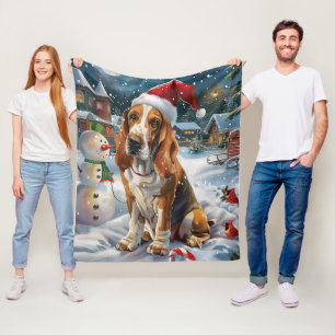Basset Hound Dog Winter Wunderland Weihnachtsfreud Fleecedecke
