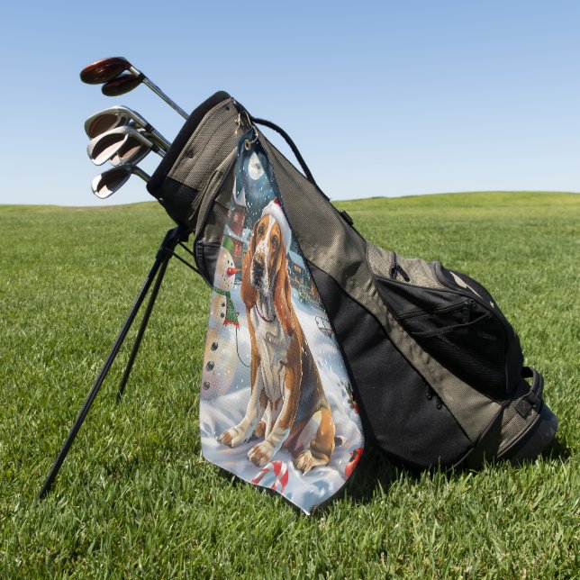 Basset Hound Dog Winter Wunderland Weihnachtsfreud Golfhandtuch (Gras)