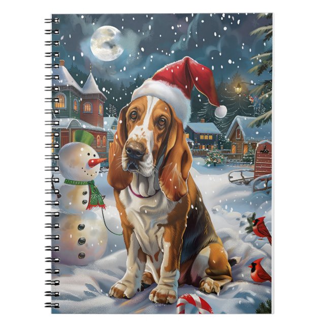 Basset Hound Dog Winter Wunderland Weihnachtsfreud Notizblock (Vorderseite)
