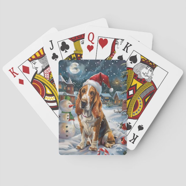 Basset Hound Dog Winter Wunderland Weihnachtsfreud Spielkarten (Rückseite)