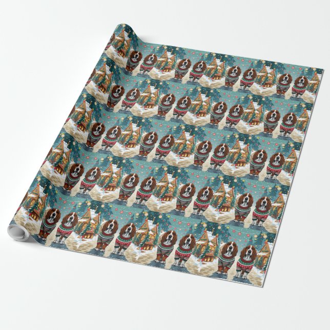 Basset Hound Dogs Christmas Snow Holiday Geschenkpapier (Ungerollt)