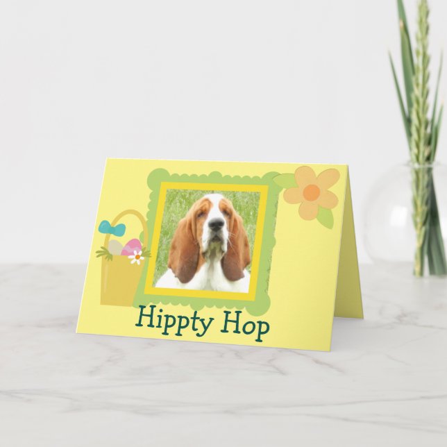 Basset Hound Easter Greeting Card Feiertagskarte (Vorderseite)