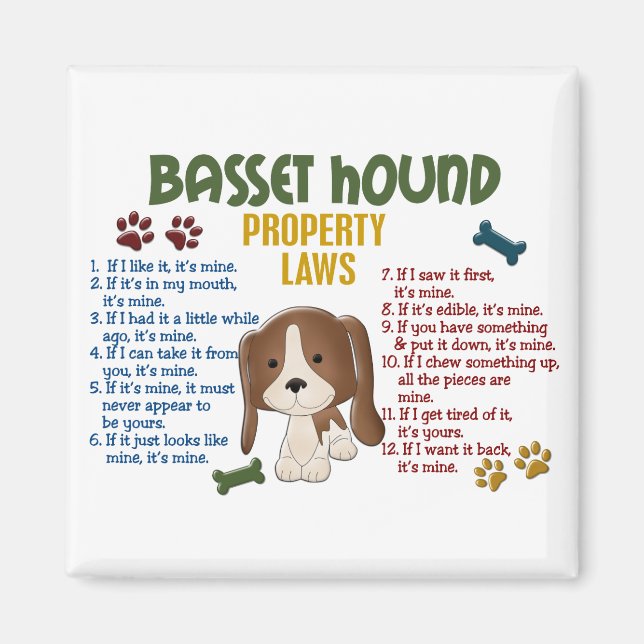 Basset Hound-Eigenschaftengesetze 4 Magnet (Vorne)