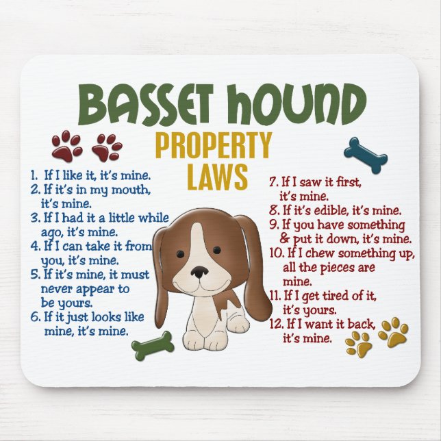 Basset Hound-Eigentums-Gesetze 4 Mousepad (Vorne)