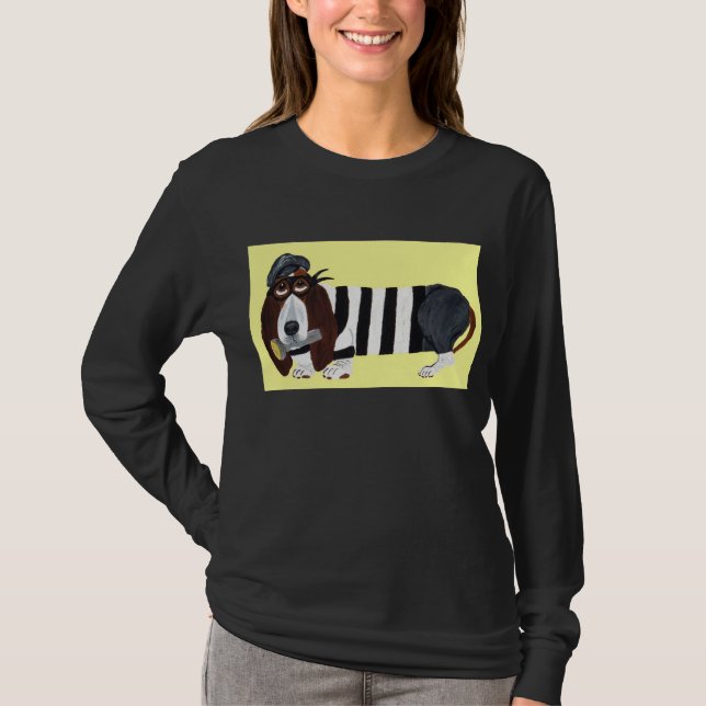 Basset Hound Einbrecher T-Shirt (Vorderseite)