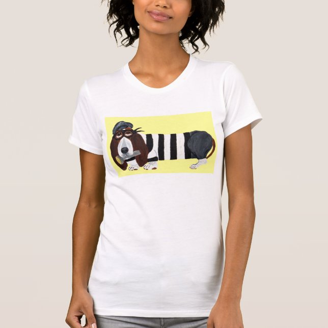 Basset Hound Einbrecher T-Shirt (Vorderseite)