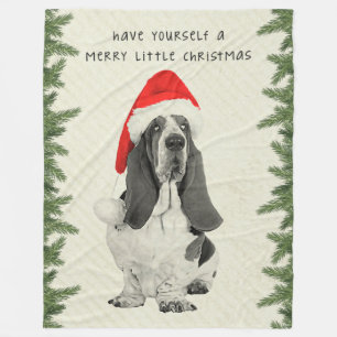 Basset Hound Frohe Weihnachten Fleecedecke