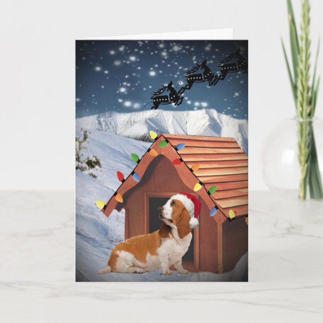 Basset Hound Frohe Weihnachtskarten Feiertagskarte (Vorderseite)