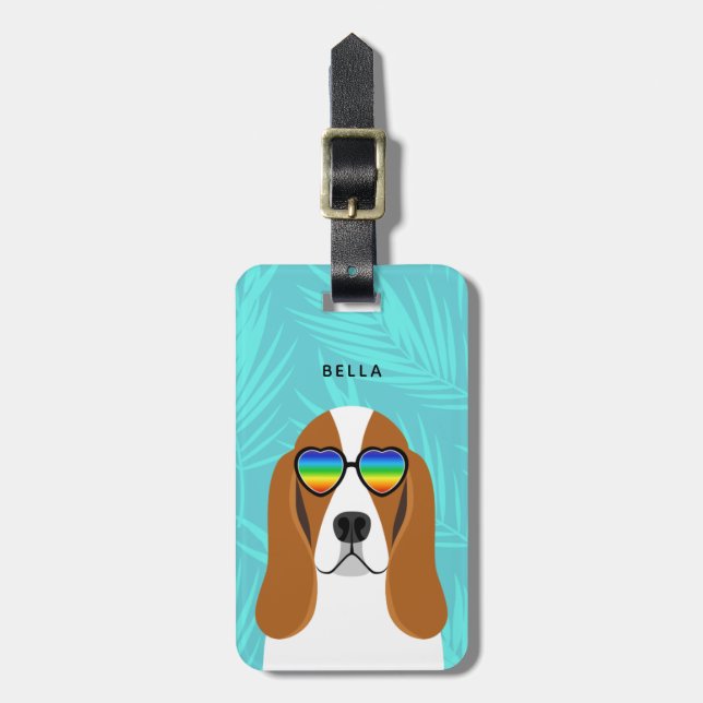 Basset Hound Gepäckanhänger (Vorderseite vertikal)