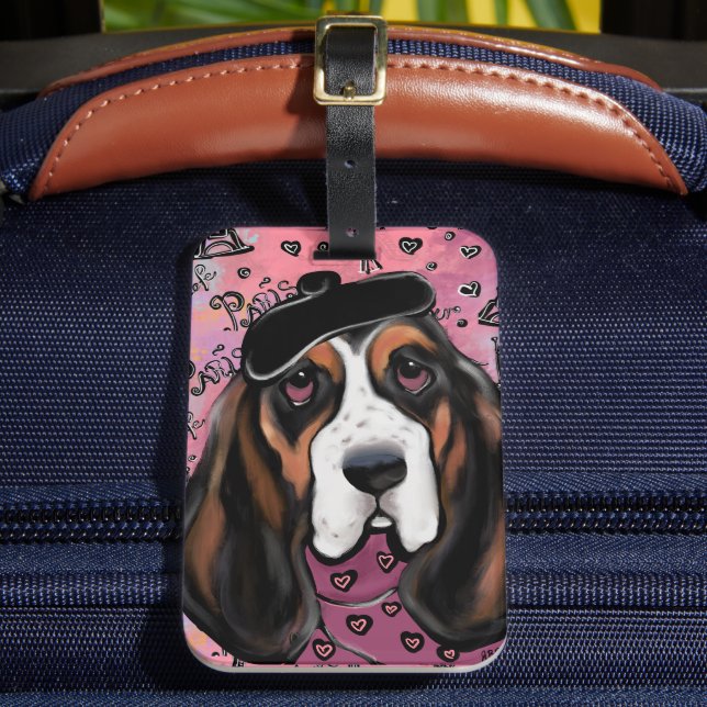 Basset Hound Gepäckanhänger (Vorderseite Insitu 2)