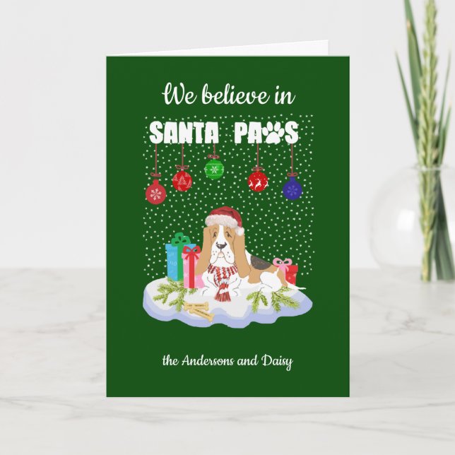 Basset Hound glauben Santa Paws Weihnachten (Vorderseite)