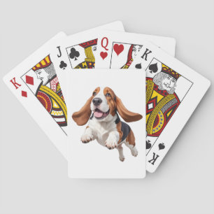 Basset Hound glücklich spielerischer Spaß beim Spr Spielkarten
