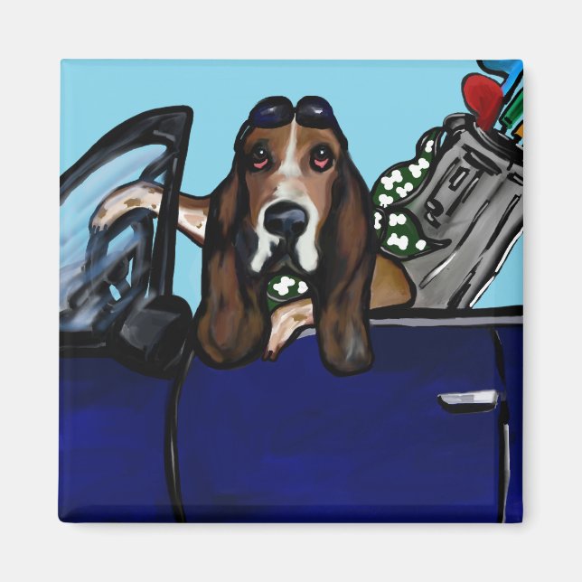 BASSET HOUND GOLFER MAGNET (Vorne)