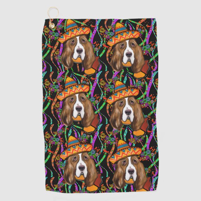 BASSET HOUND GOLFHANDTUCH (Vorderseite)