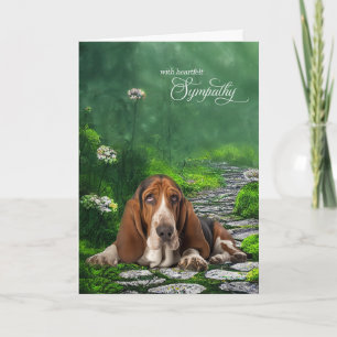 Basset Hound Green Garden Path Pet Beileid Karte