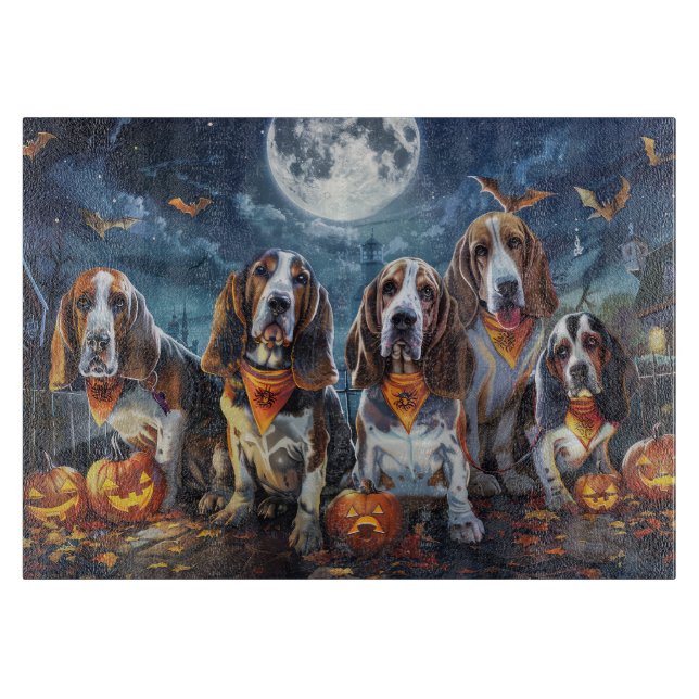 Basset Hound Halloween Spooky Schneidebrett (Vorderseite)